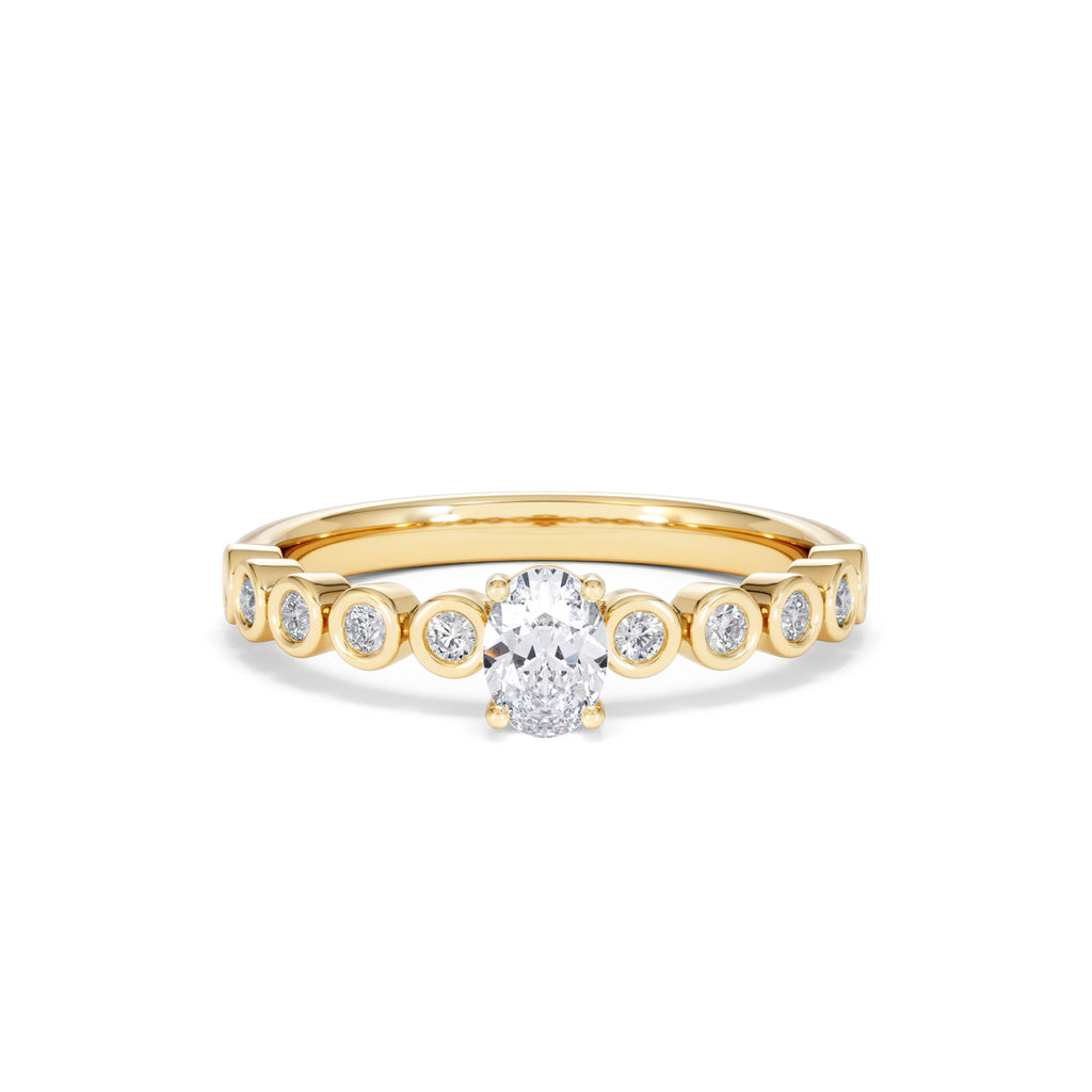 Entwine 0.30ct Oval Cut Lab Diamond Solitaire Engagement Ring with Side Stones in 18K Gold Vermeil
