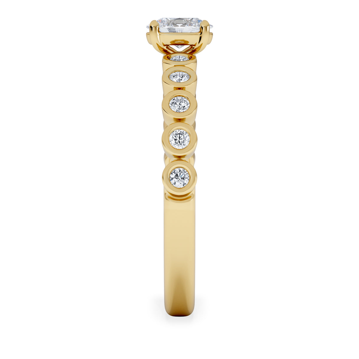 Entwine 0.30ct Oval Cut Lab Diamond Solitaire Engagement Ring with Side Stones in 18K Gold Vermeil
