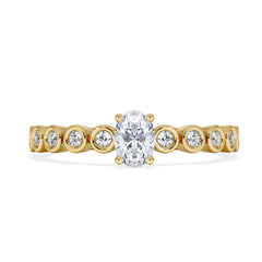 Entwine 0.30ct Oval Cut Lab Diamond Solitaire Engagement Ring with Side Stones in 18K Gold Vermeil