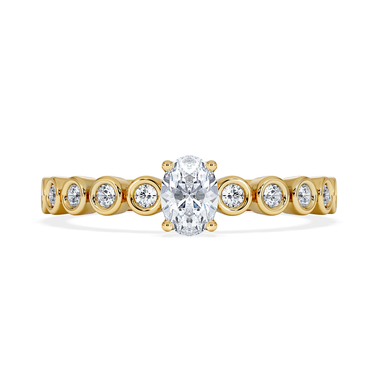 Entwine 0.30ct Oval Cut Lab Diamond Solitaire Engagement Ring with Side Stones in 18K Gold Vermeil
