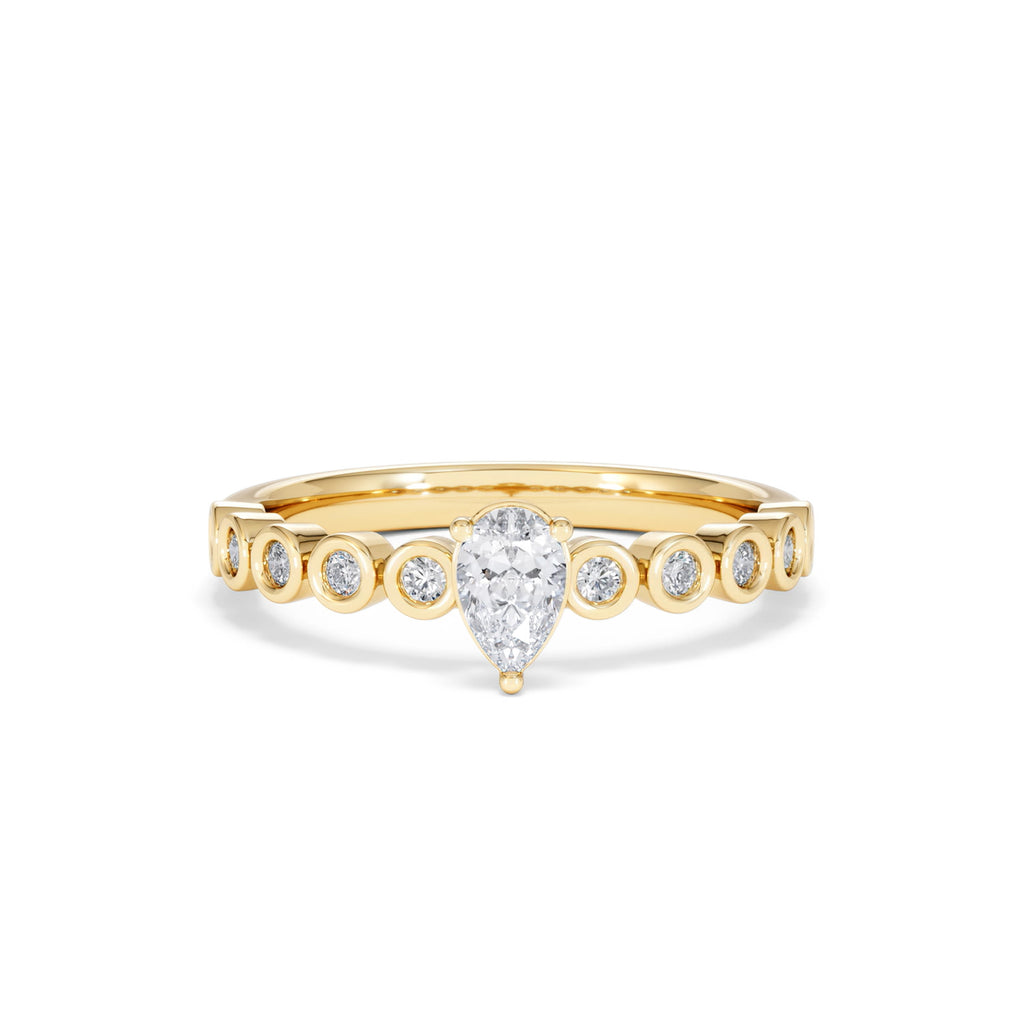 Entwine 0.30ct Pear Cut Lab Diamond Solitaire Engagement Ring with Side Stones in 18K Gold Vermeil