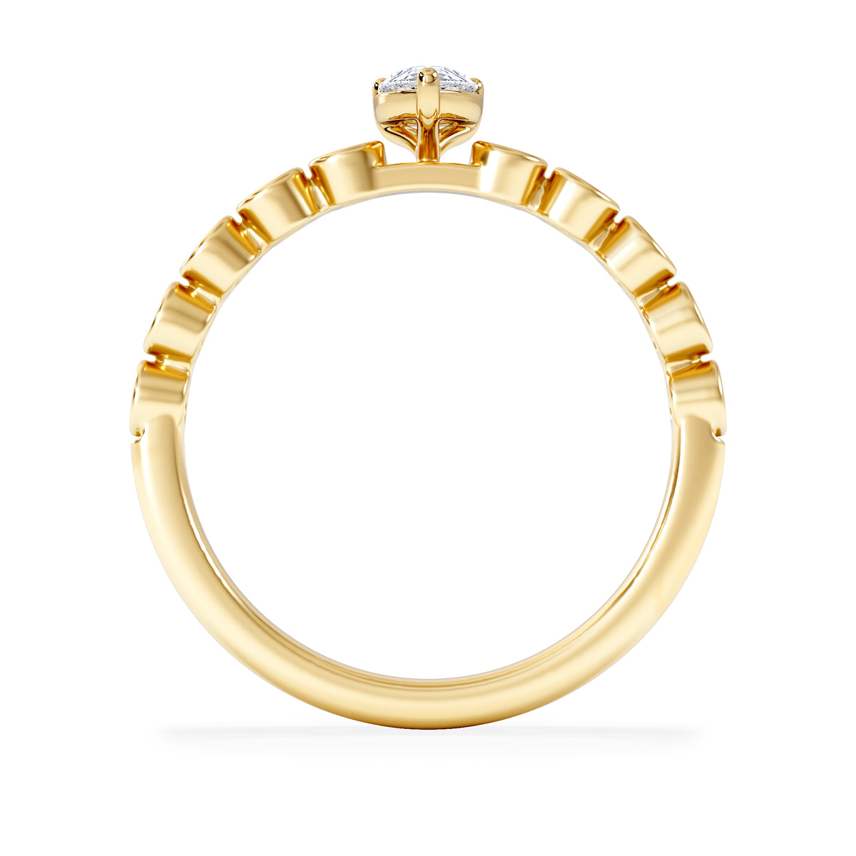 Entwine 0.30ct Pear Cut Lab Diamond Solitaire Engagement Ring with Side Stones in 18K Gold Vermeil
