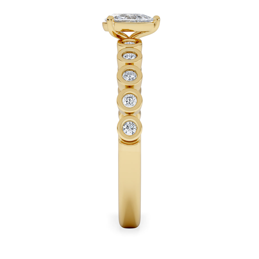 Entwine 0.30ct Pear Cut Lab Diamond Solitaire Engagement Ring with Side Stones in 18K Gold Vermeil