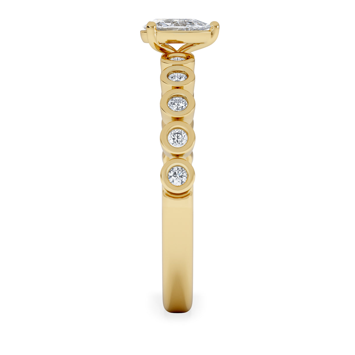 Entwine 0.30ct Pear Cut Lab Diamond Solitaire Engagement Ring with Side Stones in 18K Gold Vermeil