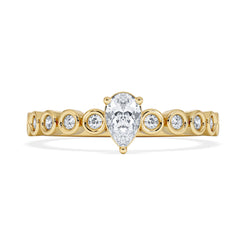 Entwine 0.30ct Pear Cut Lab Diamond Solitaire Engagement Ring with Side Stones in 18K Gold Vermeil