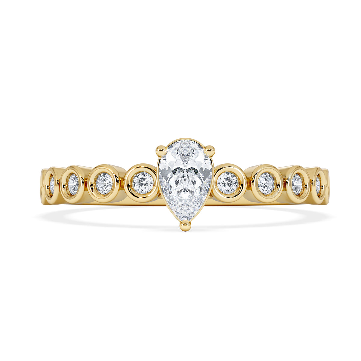 Entwine 0.30ct Pear Cut Lab Diamond Solitaire Engagement Ring with Side Stones in 18K Gold Vermeil