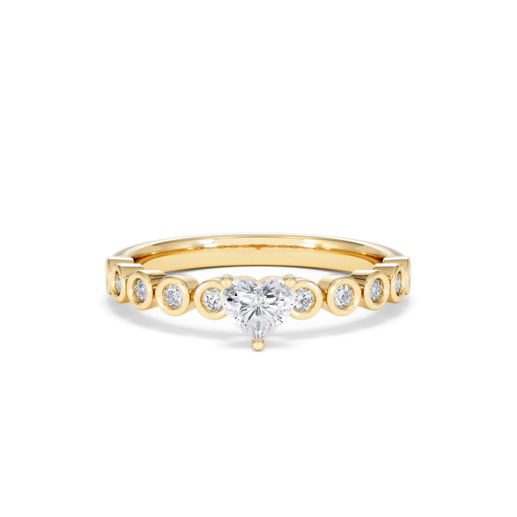 Entwine 0.30ct Heart Cut Lab Diamond Solitaire Engagement Ring with Side Stones in 18K Gold Vermeil