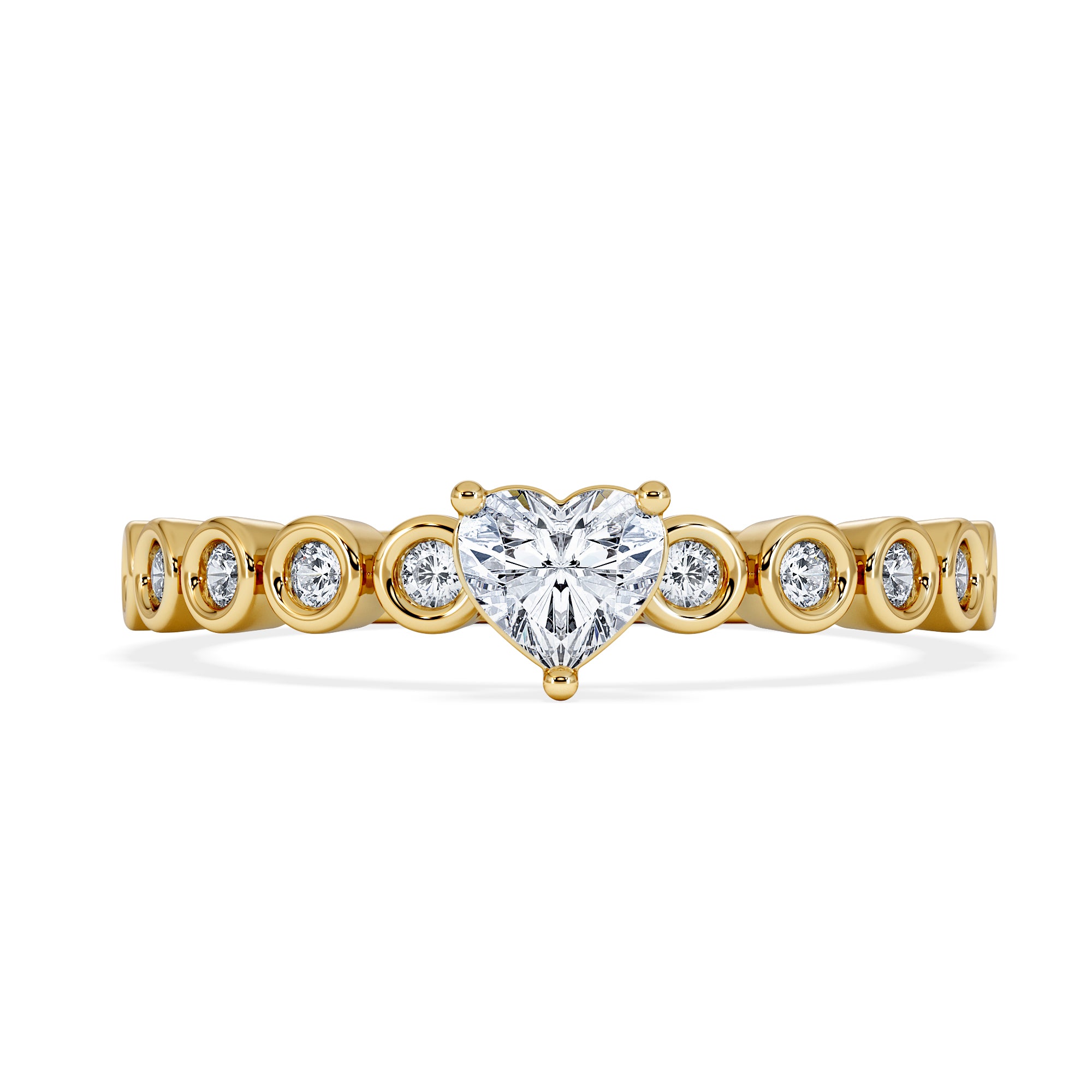 Entwine 0.30ct Heart Cut Lab Diamond Solitaire Engagement Ring with Side Stones in 18K Gold Vermeil