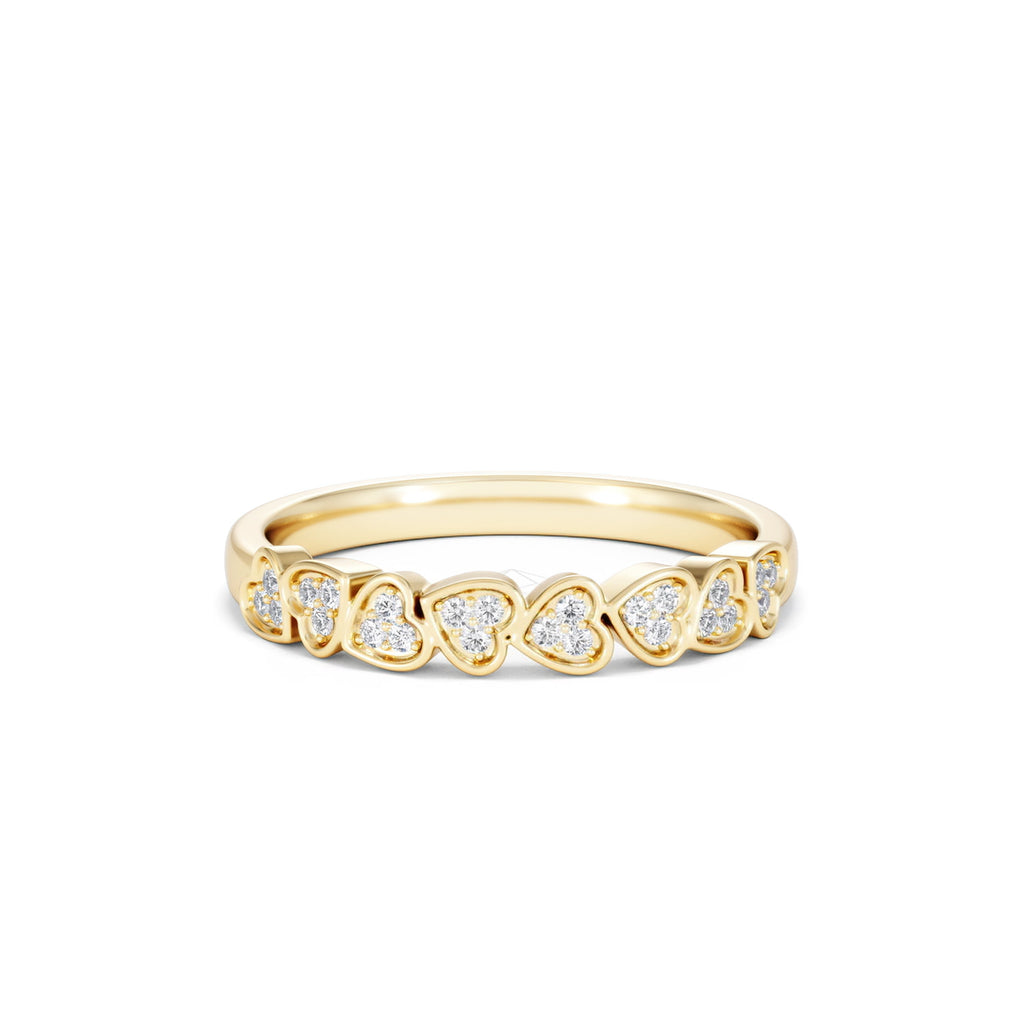 Heart Half Eternity Ring Lab Diamond 0.11ct in 18K Gold Vermeil