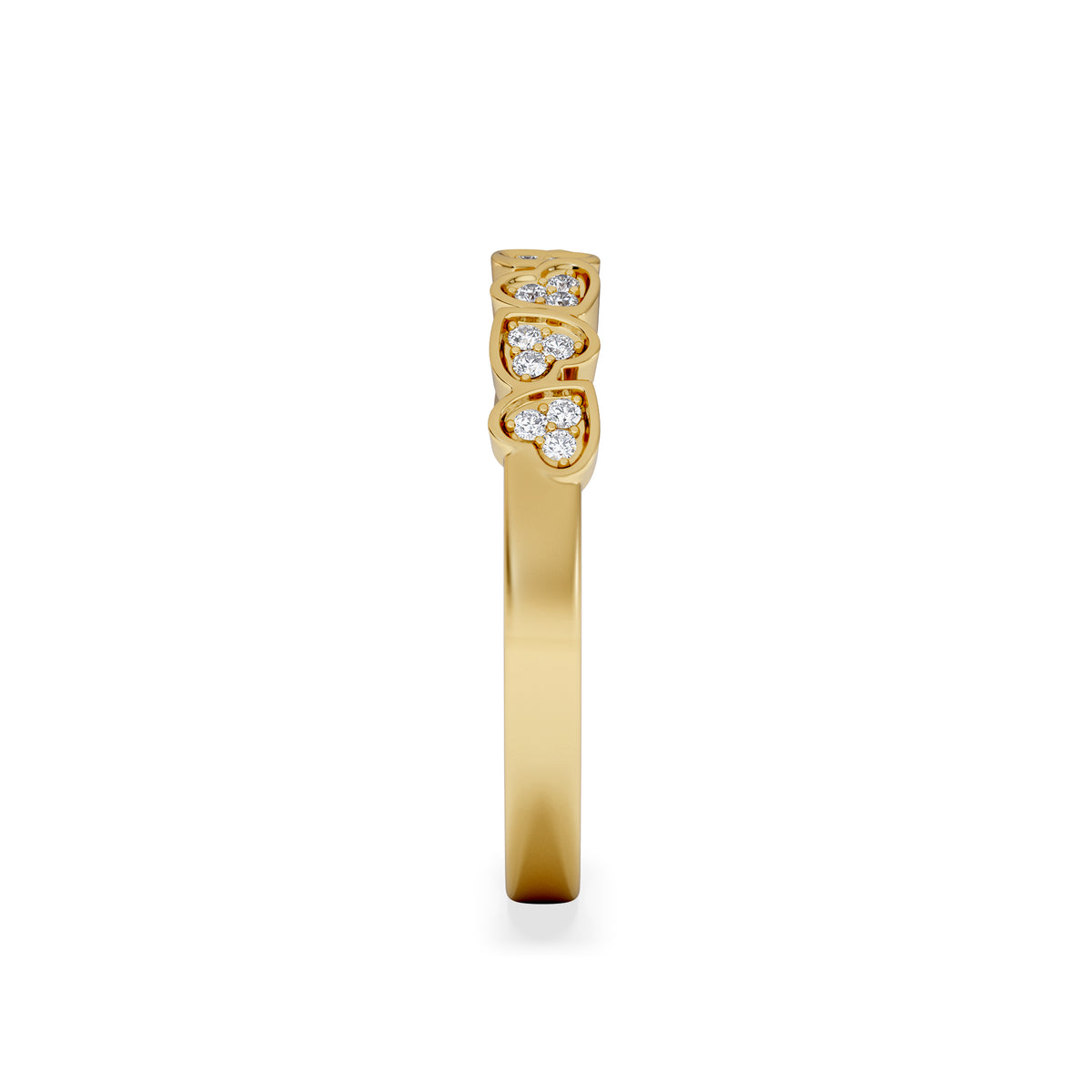 Heart Half Eternity Ring Lab Diamond 0.11ct in 18K Gold Vermeil