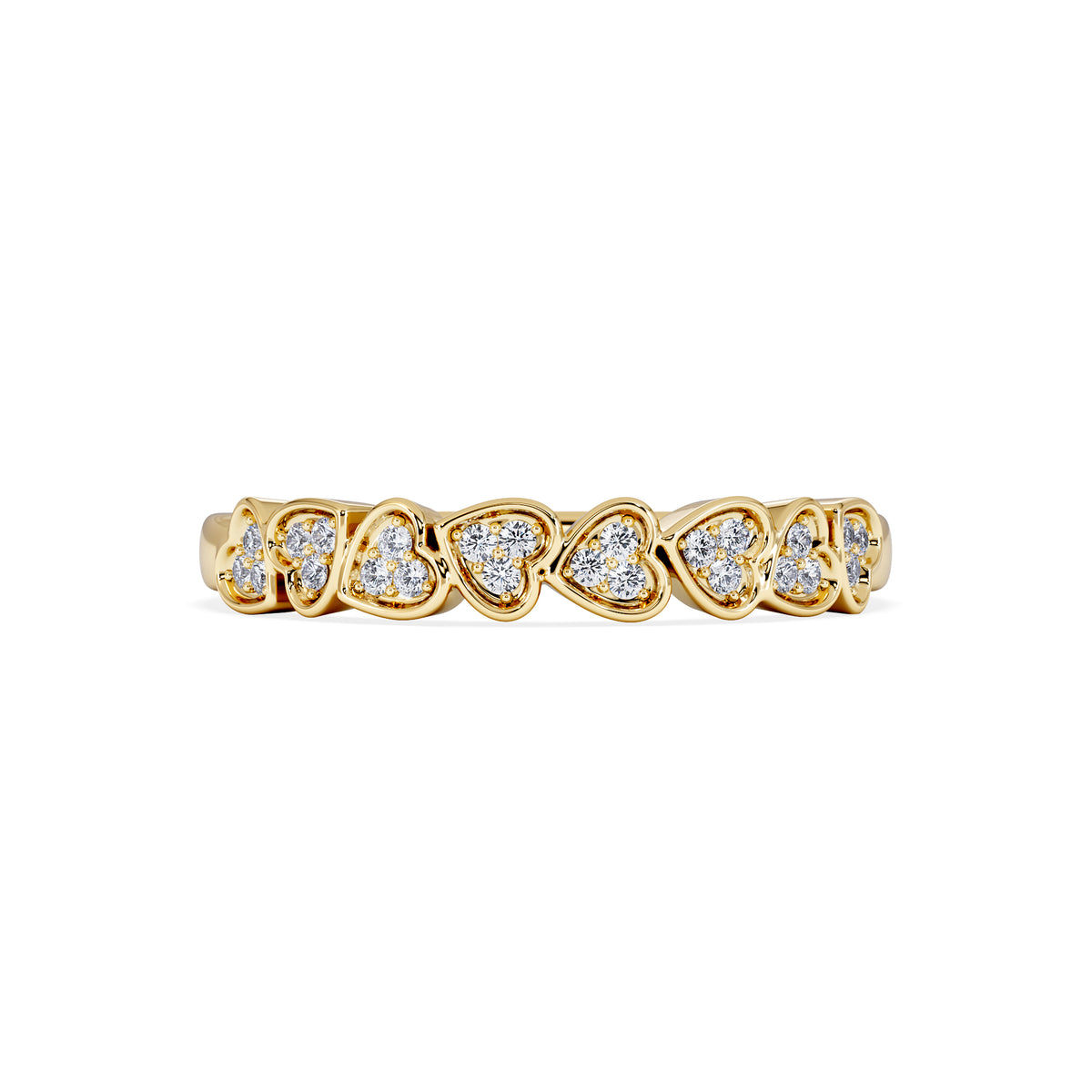 Heart Half Eternity Ring Lab Diamond 0.11ct in 18K Gold Vermeil