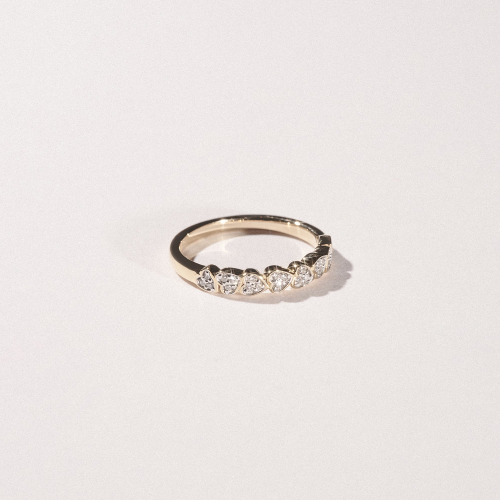 Heart Half Eternity Ring Lab Diamond 0.11ct in 18K Gold Vermeil