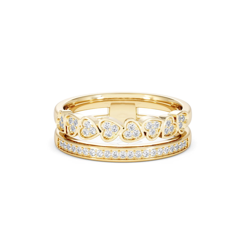 Interlocking Heart Stacking Lab Diamond Ring 0.20ct in 18K Gold Vermeil