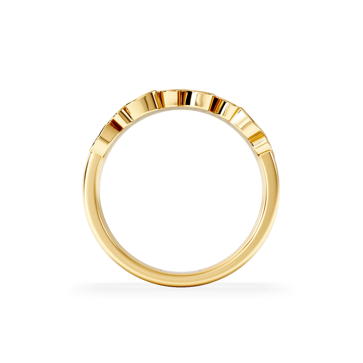 Double Heart Band Stacking Ring Lab Diamond 0.20ct in 18K Gold Vermeil