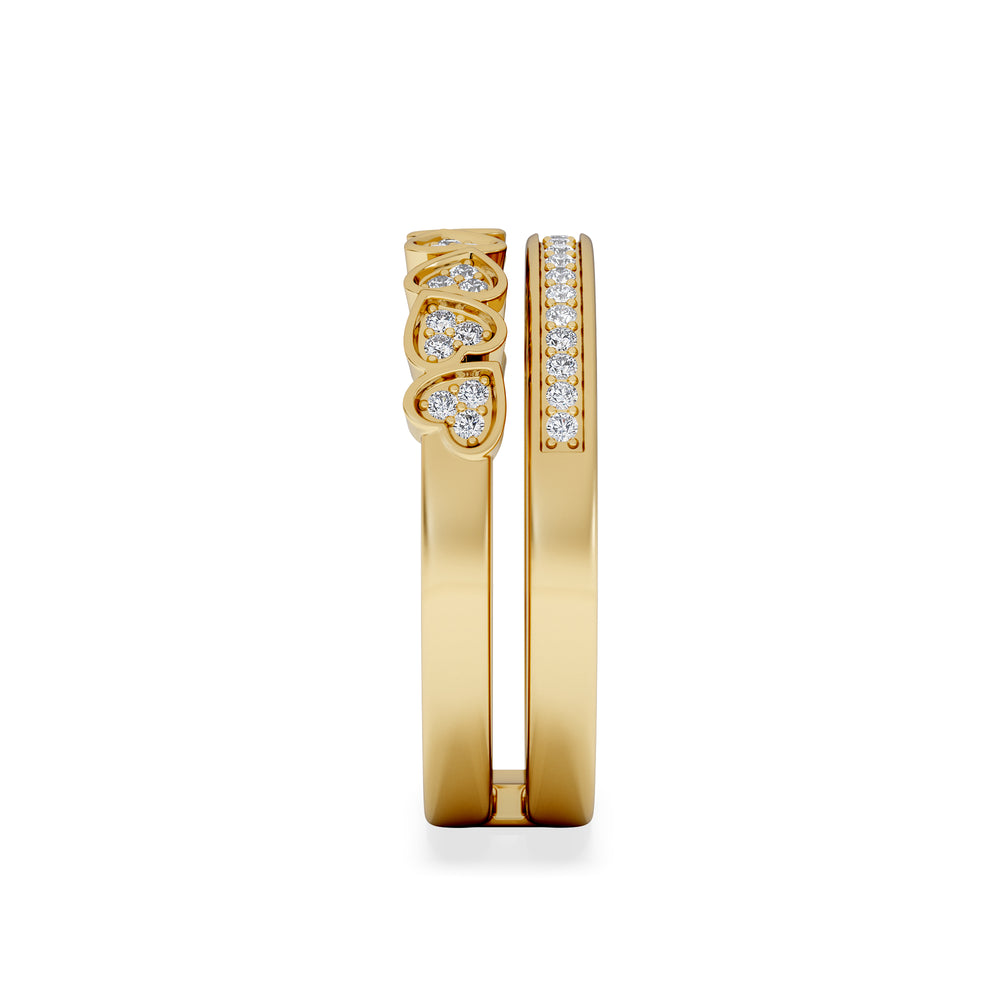 Double Heart Band Stacking Ring Lab Diamond 0.20ct in 18K Gold Vermeil