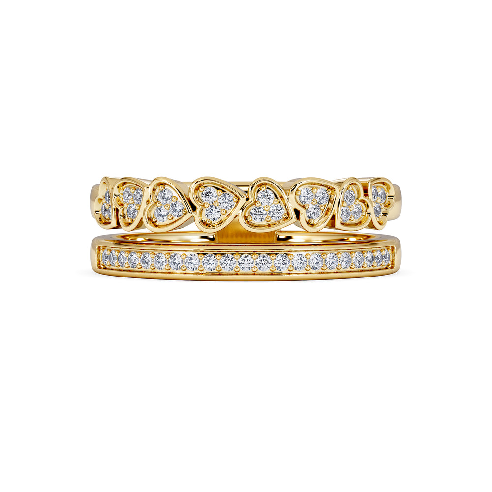 Double Heart Band Stacking Ring Lab Diamond 0.20ct in 18K Gold Vermeil