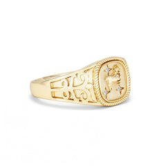 Aries Zodiac 0.01ct Lab Diamond Signet Ring in 18K Gold Vermeil