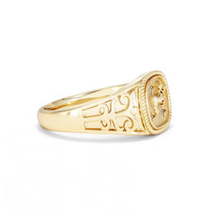 Aries Zodiac 0.01ct Lab Diamond Signet Ring in 18K Gold Vermeil