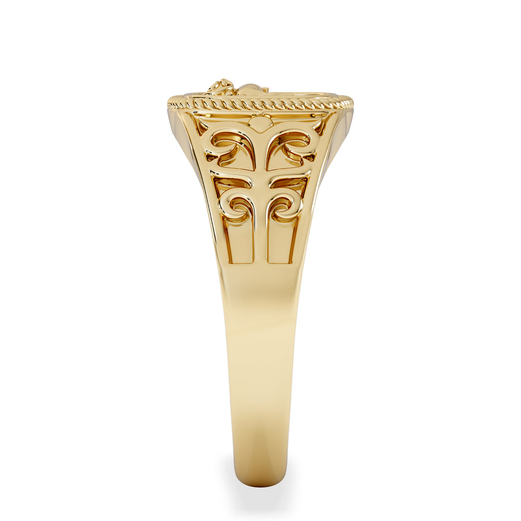 Aries Zodiac 0.01ct Lab Diamond Signet Ring in 18K Gold Vermeil