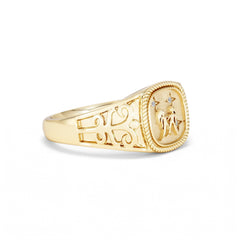 Gemini Zodiac 0.01ct Lab Diamond Signet Ring in 18K Gold Vermeil
