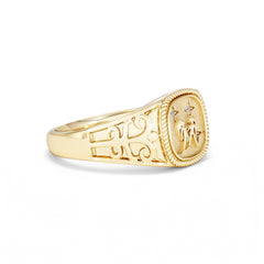 Gemini Zodiac 0.01ct Lab Diamond Signet Ring in 18K Gold Vermeil