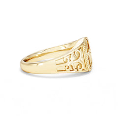 Gemini Zodiac 0.01ct Lab Diamond Signet Ring in 18K Gold Vermeil