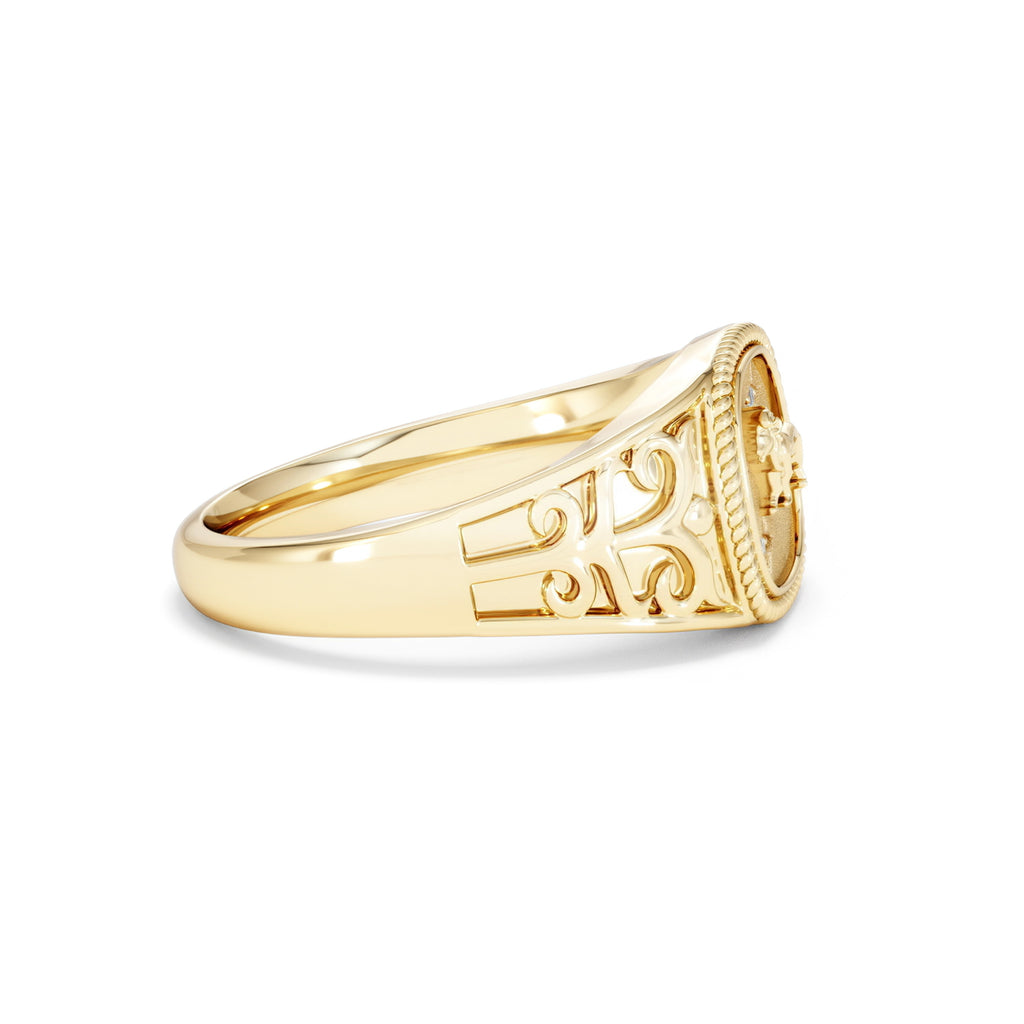 Leo Zodiac 0.01ct Lab Diamond Signet Ring in 18K Gold Vermeil