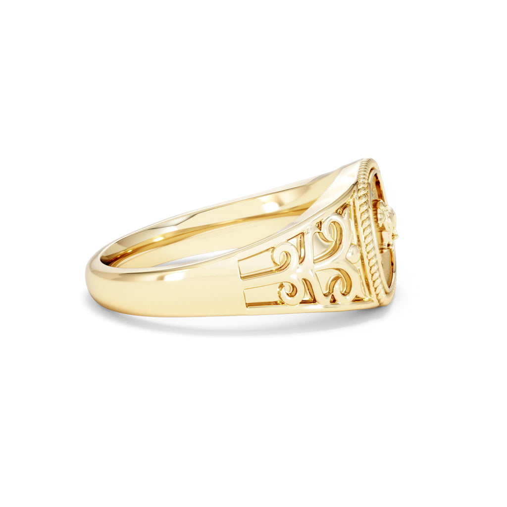 Leo Zodiac 0.01ct Lab Diamond Signet Ring in 18K Gold Vermeil