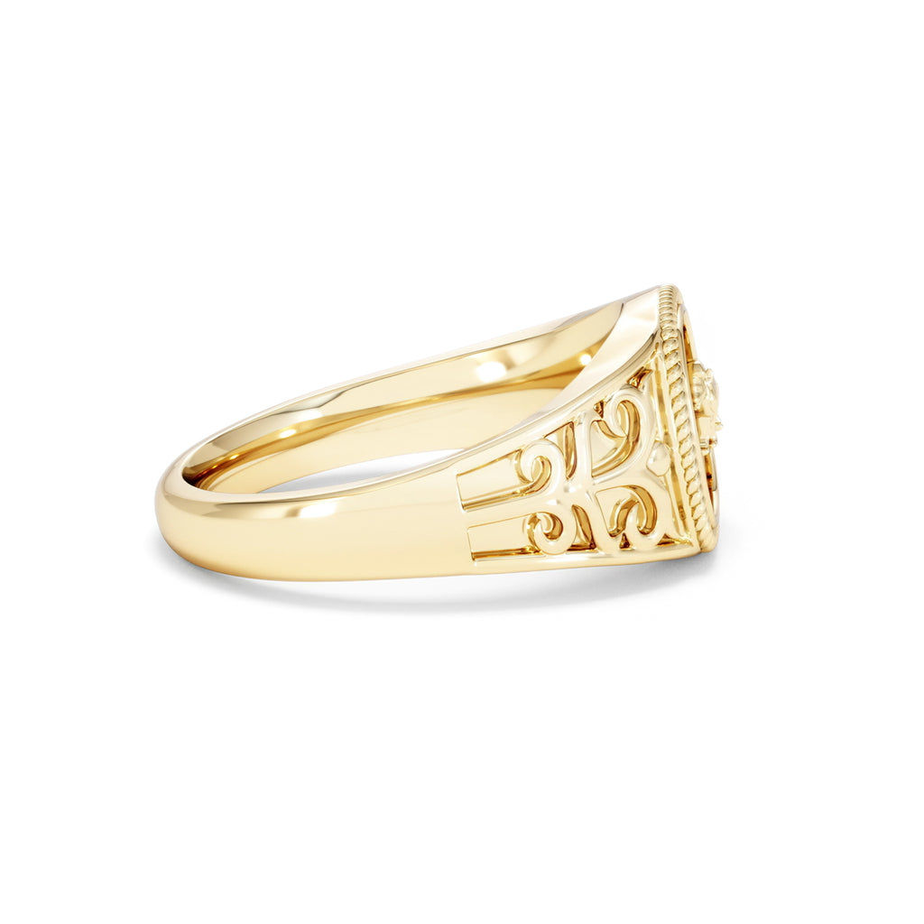 Leo Zodiac 0.01ct Lab Diamond Signet Ring in 18K Gold Vermeil