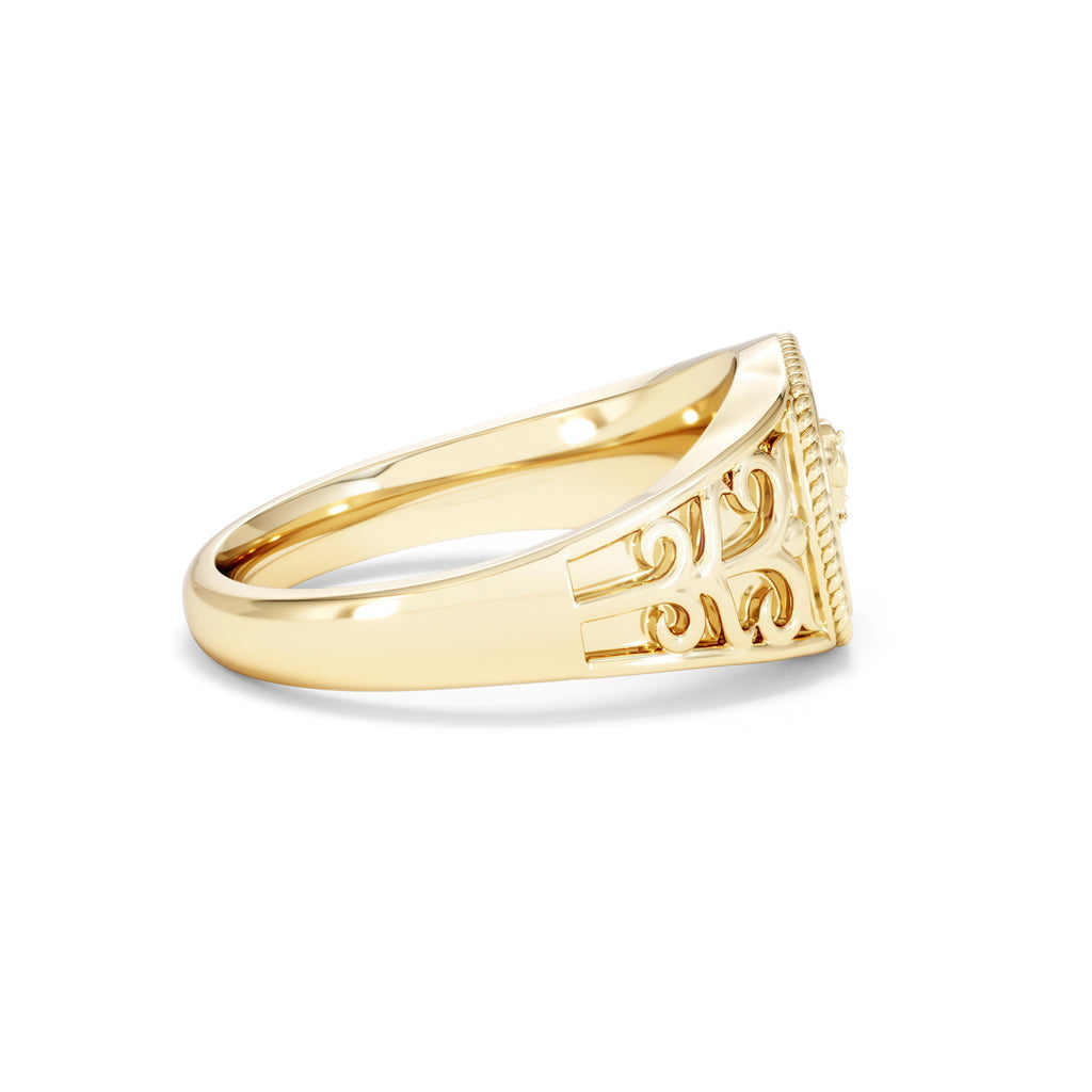 Leo Zodiac 0.01ct Lab Diamond Signet Ring in 18K Gold Vermeil