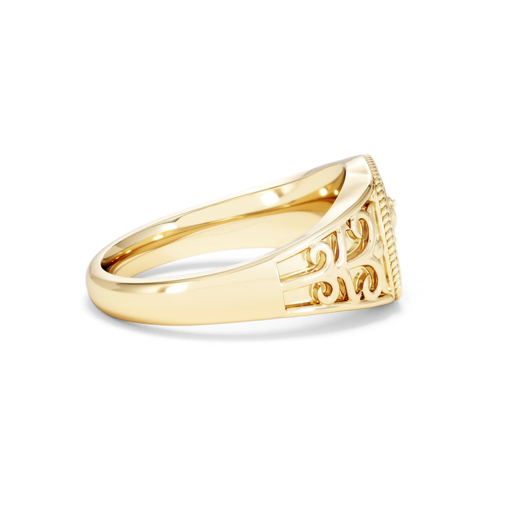 Leo Zodiac 0.01ct Lab Diamond Signet Ring in 18K Gold Vermeil