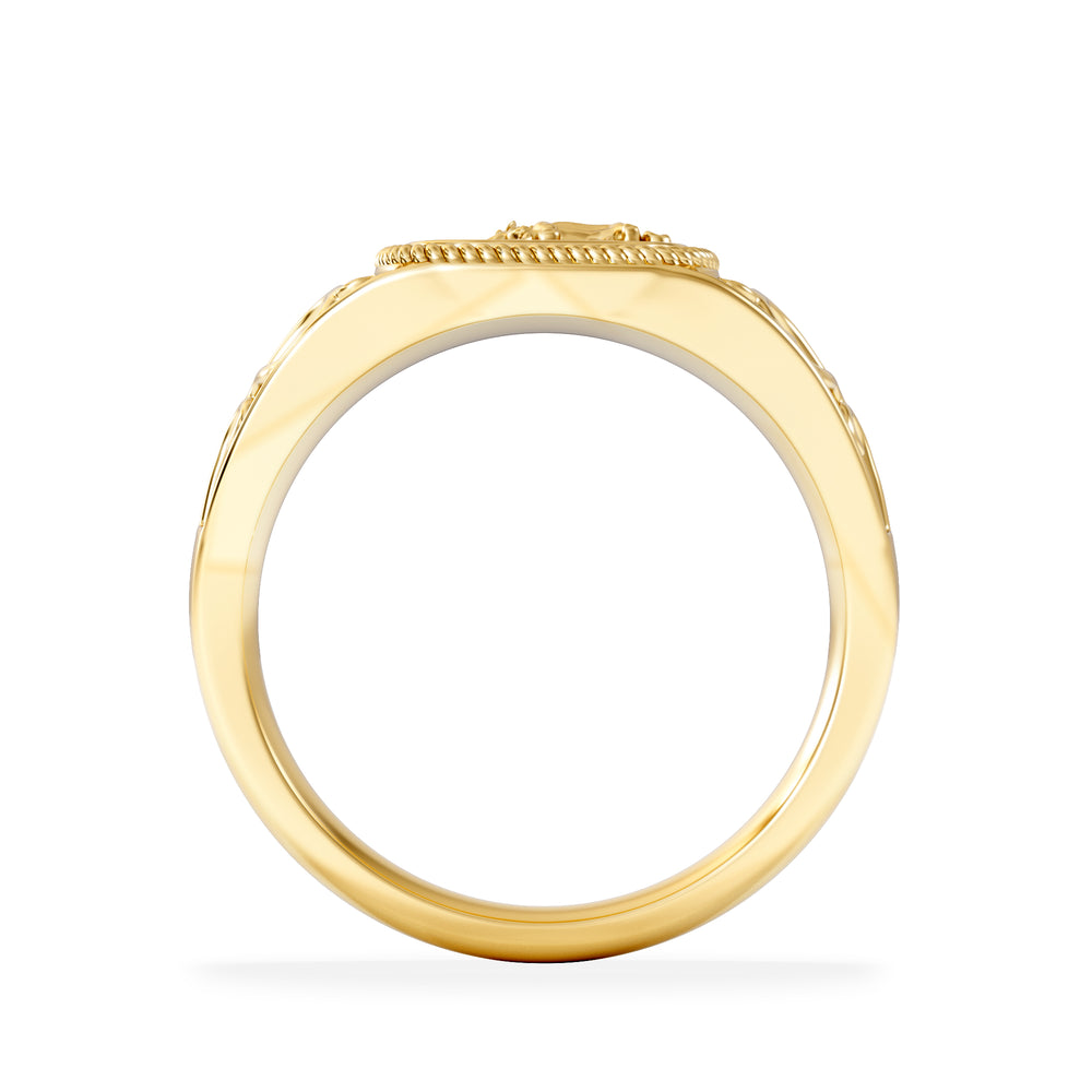 Leo Zodiac 0.01ct Lab Diamond Signet Ring in 18K Gold Vermeil