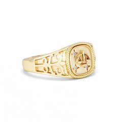 Libra Zodiac 0.01ct Lab Diamond Signet Ring in 18K Gold Vermeil