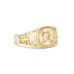 Pisces Zodiac 0.01ct Lab Diamond Signet Ring in 18K Gold Vermeil