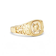 Pisces Zodiac 0.01ct Lab Diamond Signet Ring in 18K Gold Vermeil