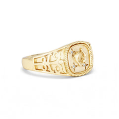 Pisces Zodiac 0.01ct Lab Diamond Signet Ring in 18K Gold Vermeil