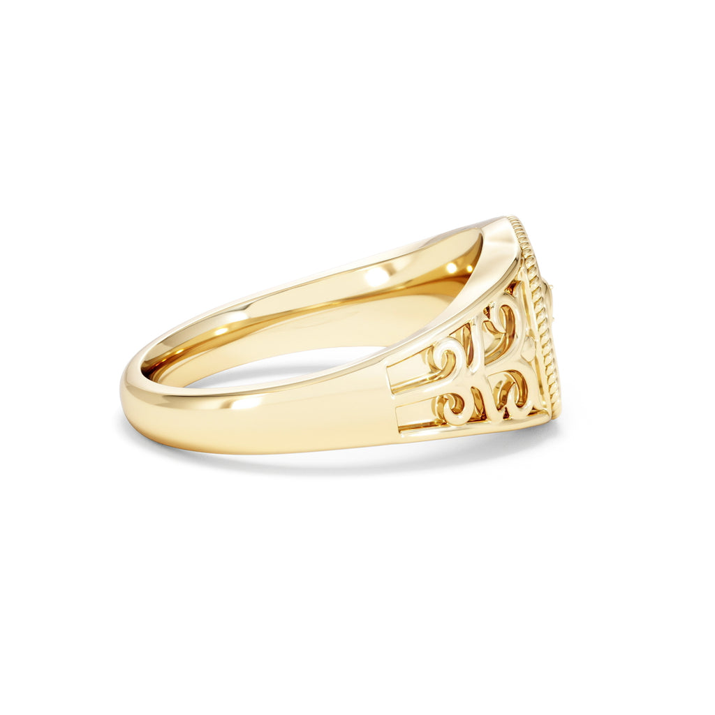 Pisces Zodiac 0.01ct Lab Diamond Signet Ring in 18K Gold Vermeil