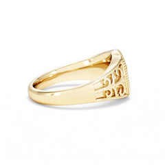 Pisces Zodiac 0.01ct Lab Diamond Signet Ring in 18K Gold Vermeil