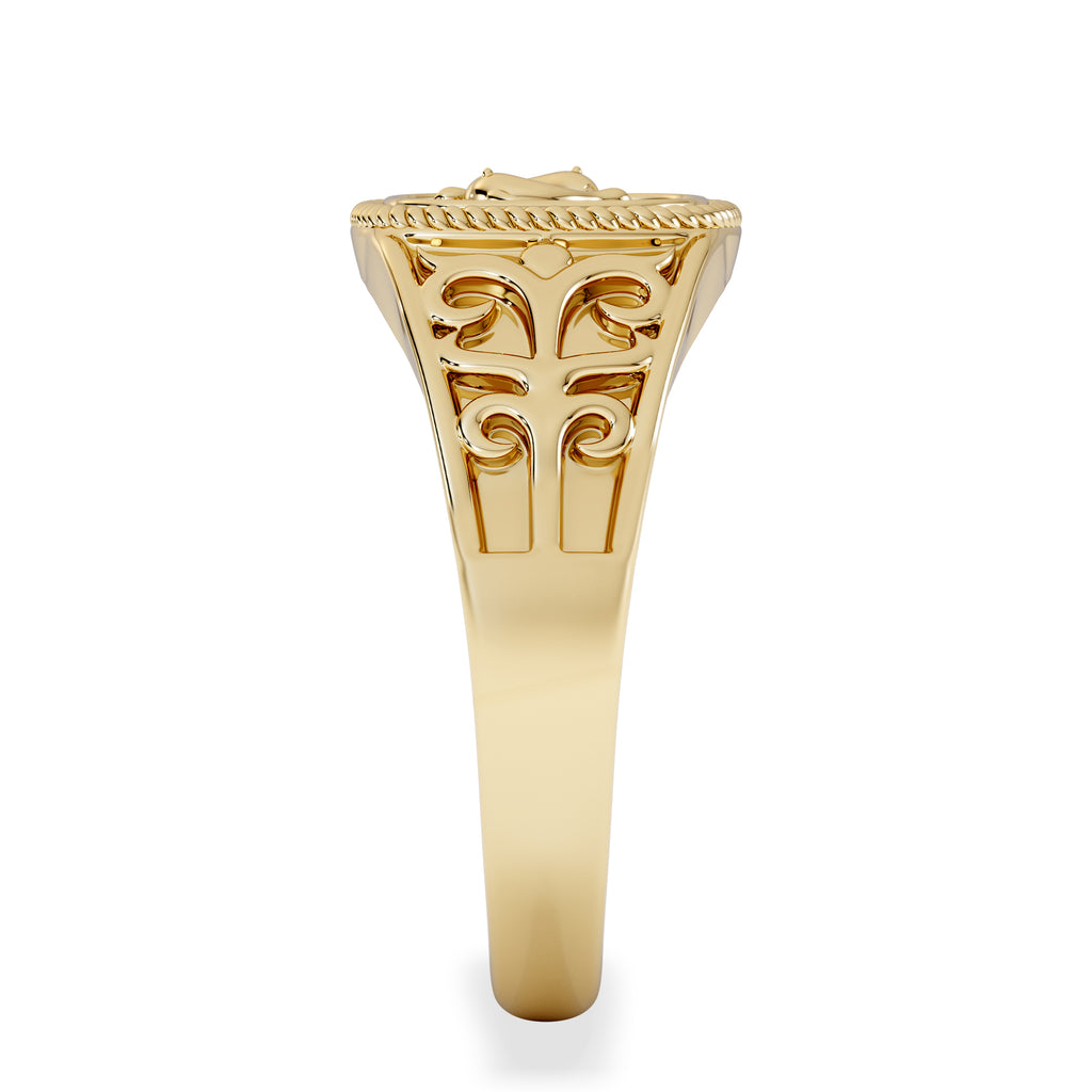 Pisces Zodiac 0.01ct Lab Diamond Signet Ring in 18K Gold Vermeil