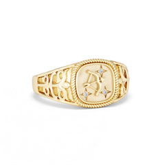 Sagittarius Zodiac 0.01ct Lab Diamond Signet Ring in 18K Gold Vermeil