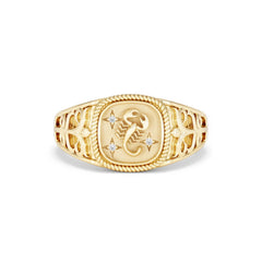 Scorpio Zodiac 0.01ct Lab Diamond Signet Ring in 18K Gold Vermeil