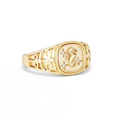 Scorpio Zodiac 0.01ct Lab Diamond Signet Ring in 18K Gold Vermeil