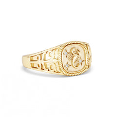 Scorpio Zodiac 0.01ct Lab Diamond Signet Ring in 18K Gold Vermeil