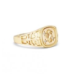 Scorpio Zodiac 0.01ct Lab Diamond Signet Ring in 18K Gold Vermeil