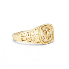 Scorpio Zodiac 0.01ct Lab Diamond Signet Ring in 18K Gold Vermeil