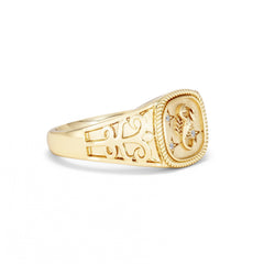 Scorpio Zodiac 0.01ct Lab Diamond Signet Ring in 18K Gold Vermeil