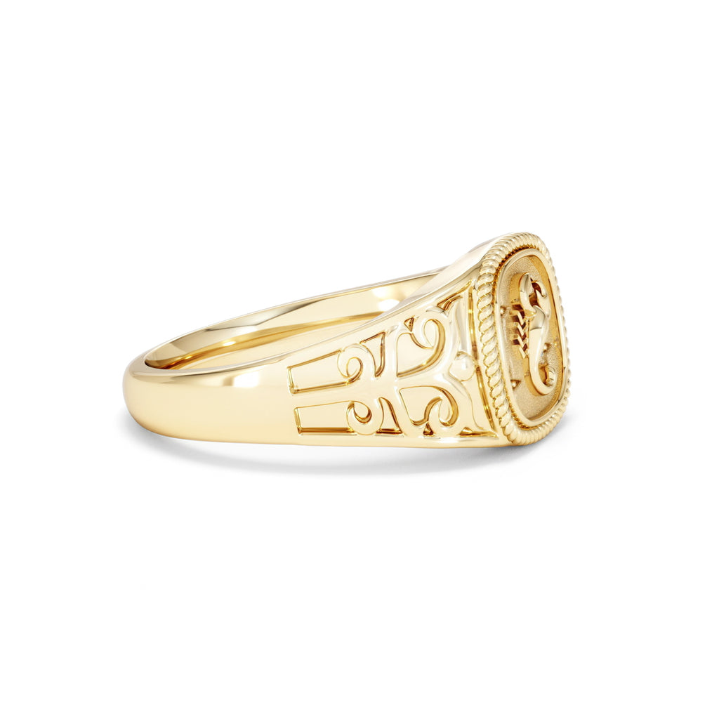 Scorpio Zodiac 0.01ct Lab Diamond Signet Ring in 18K Gold Vermeil