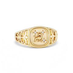 Taurus Zodiac 0.01ct Lab Diamond Signet Ring in 18K Gold Vermeil