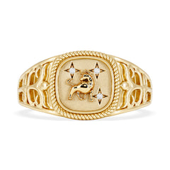 Taurus Zodiac 0.01ct Lab Diamond Signet Ring in 18K Gold Vermeil