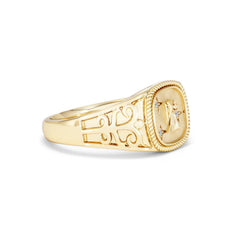 Virgo Zodiac 0.01ct Lab Diamond Signet Ring in 18K Gold Vermeil